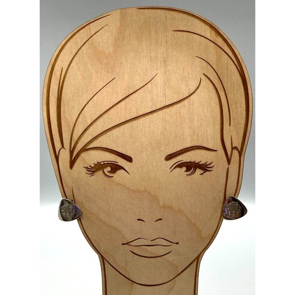 Elegant Engraved Scrollwork Earrings, Vintage Polished Silver Tone Rounded - Picture 3 of 5